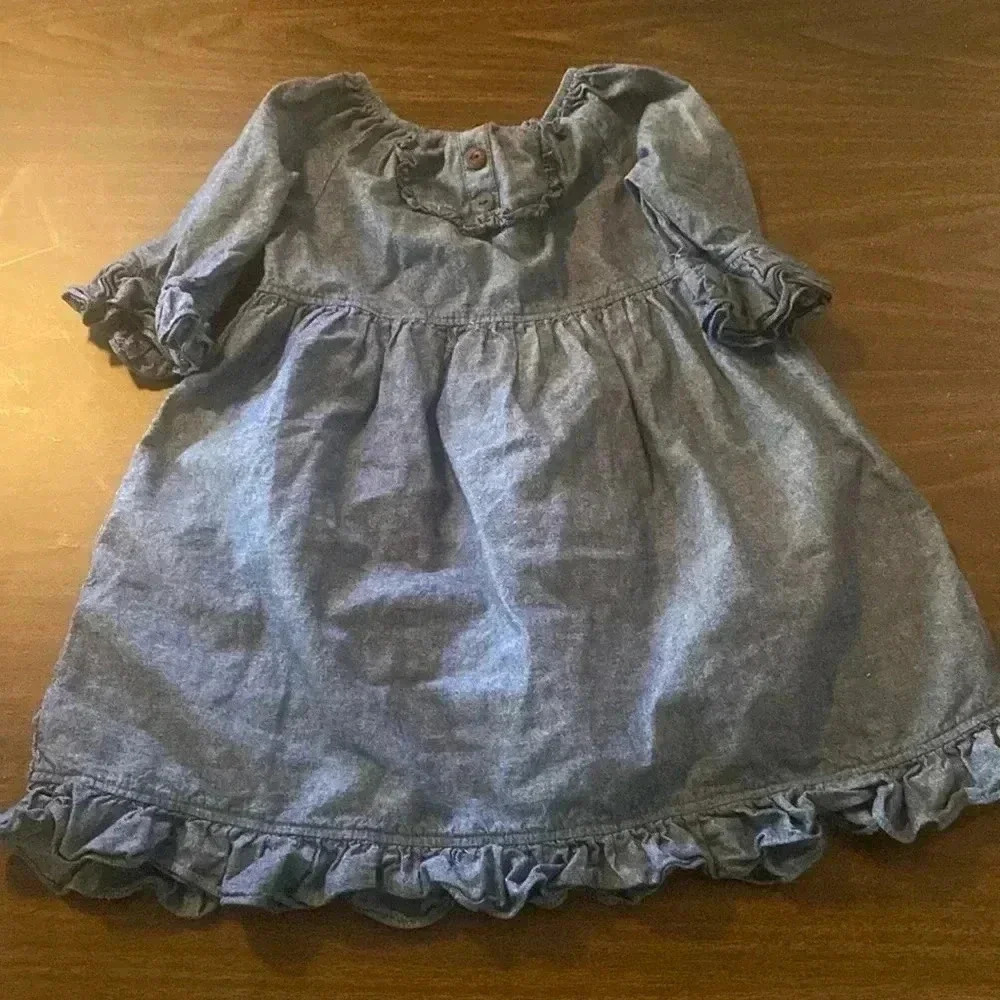 Girls denim ruffle dress - Picture 1 of 3
